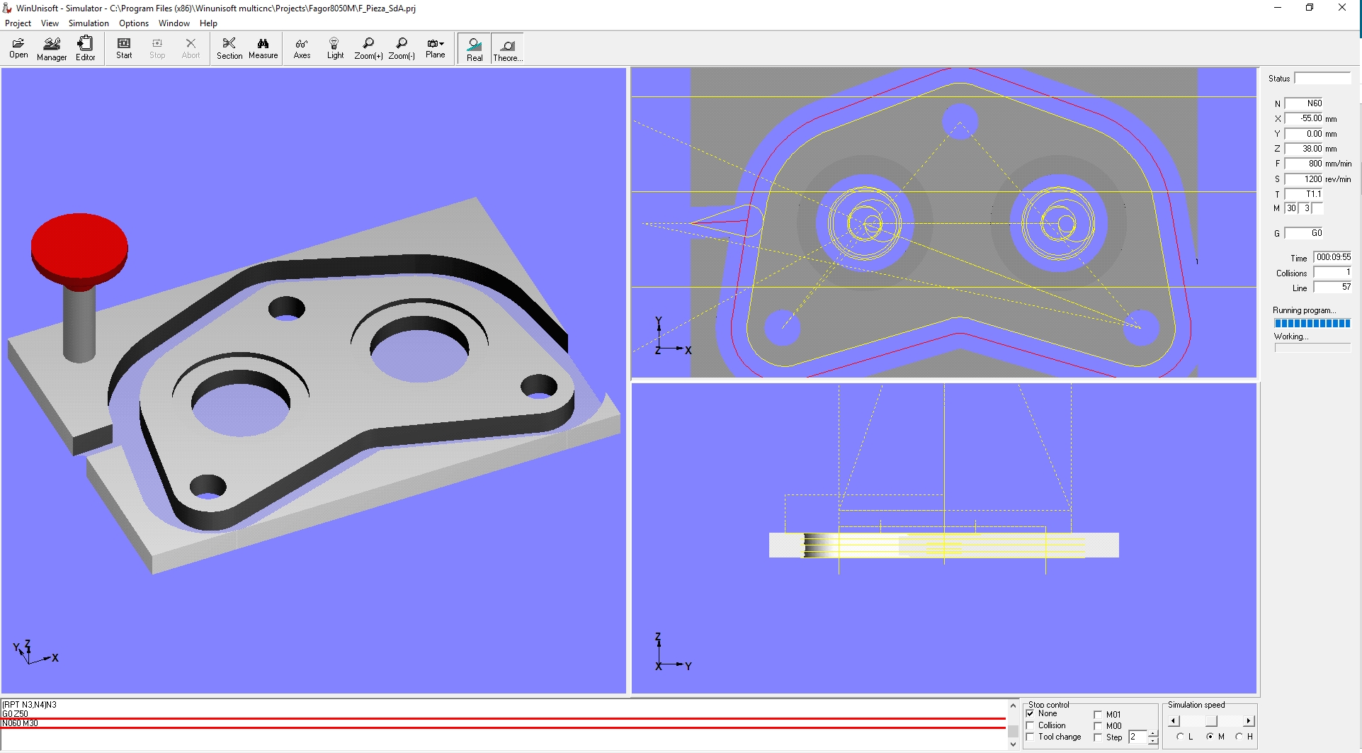 Pieza mecanizada_simulación Winunisoft PiePieza mecanizada_simulación Winunisoft